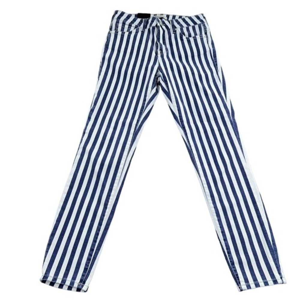 Mavi Tess Striped Blue White High Rise Skinny Jeans Womens Size 25W/27L Nautical